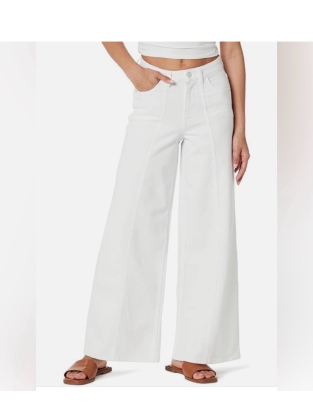 Wide Leg High-Rise Pants in White